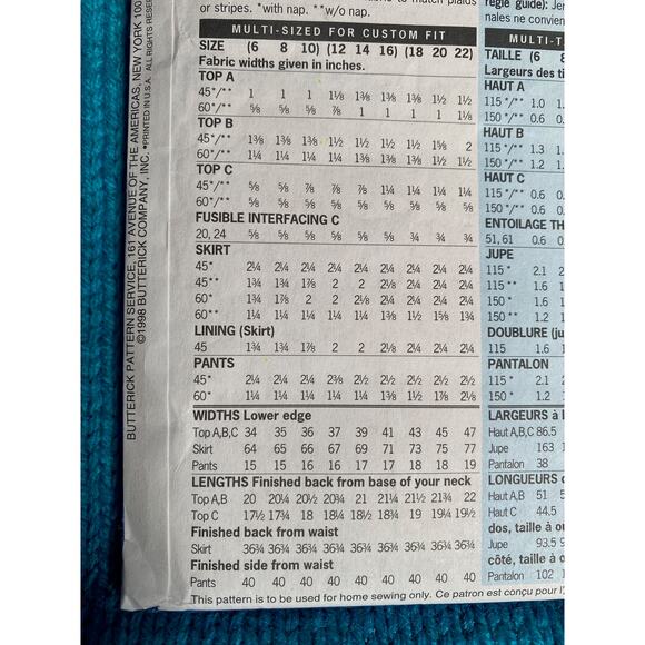 Butterick 5424 skirt top pants pattern - Picture 6 of 7